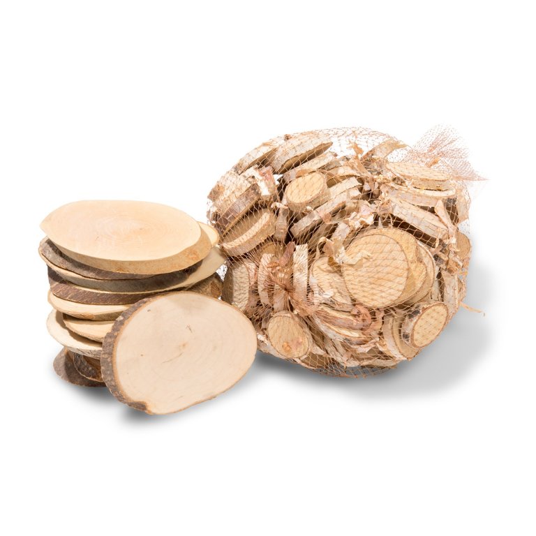 Holzscheiben mit Rinde