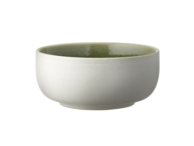 Studio Round Skål Matte white/Shiny moss