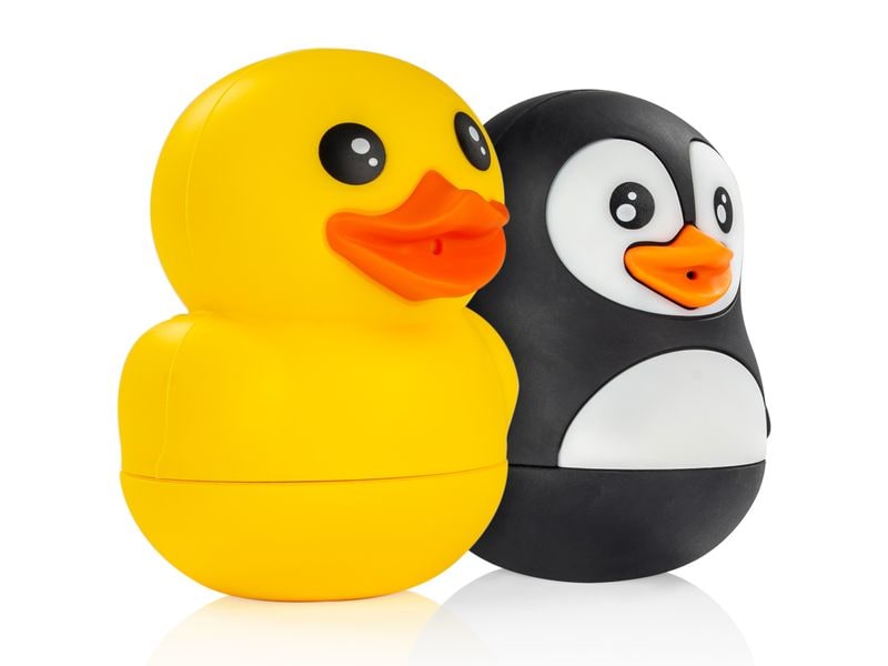 reer Badespielzeug-Set MyHappyBath Ente und Pinguin Lustiger und multifunktionaler Badebegleiter