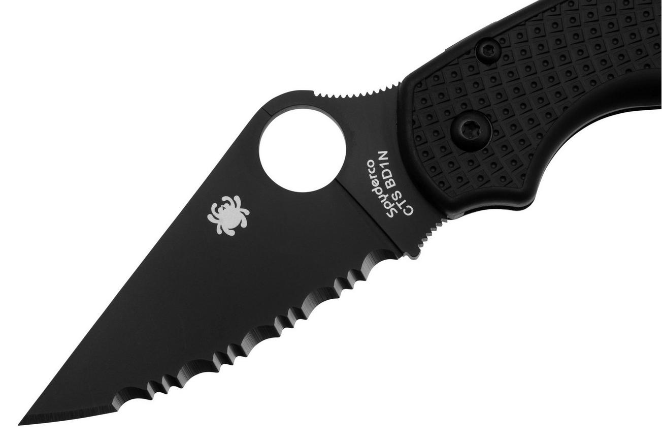 Spyderco Para 3 Lightweight Black C223SBBK Black FRN, serrated zakmes