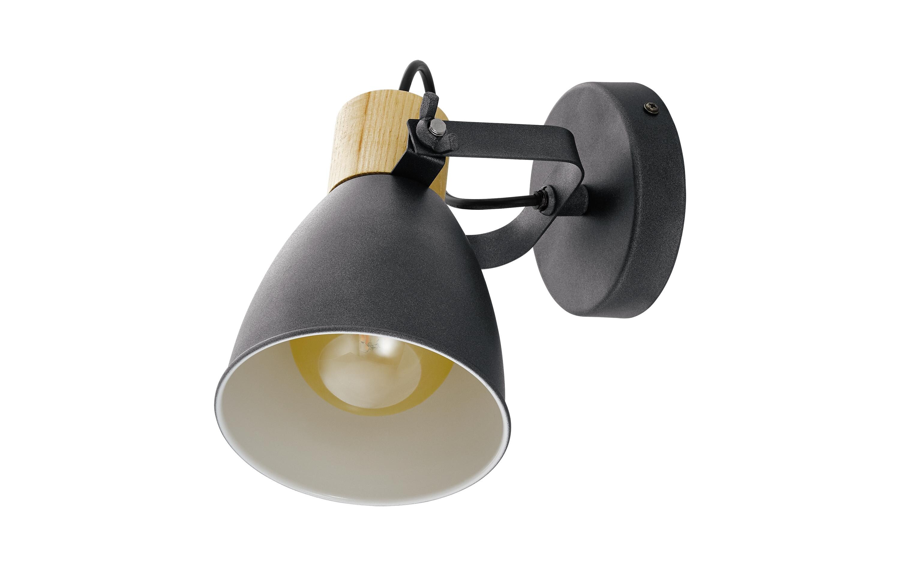 Aufbauspot COSWARTH 1x E27, Anthrazit/CremeSpotleuchte aus Metall und Holz