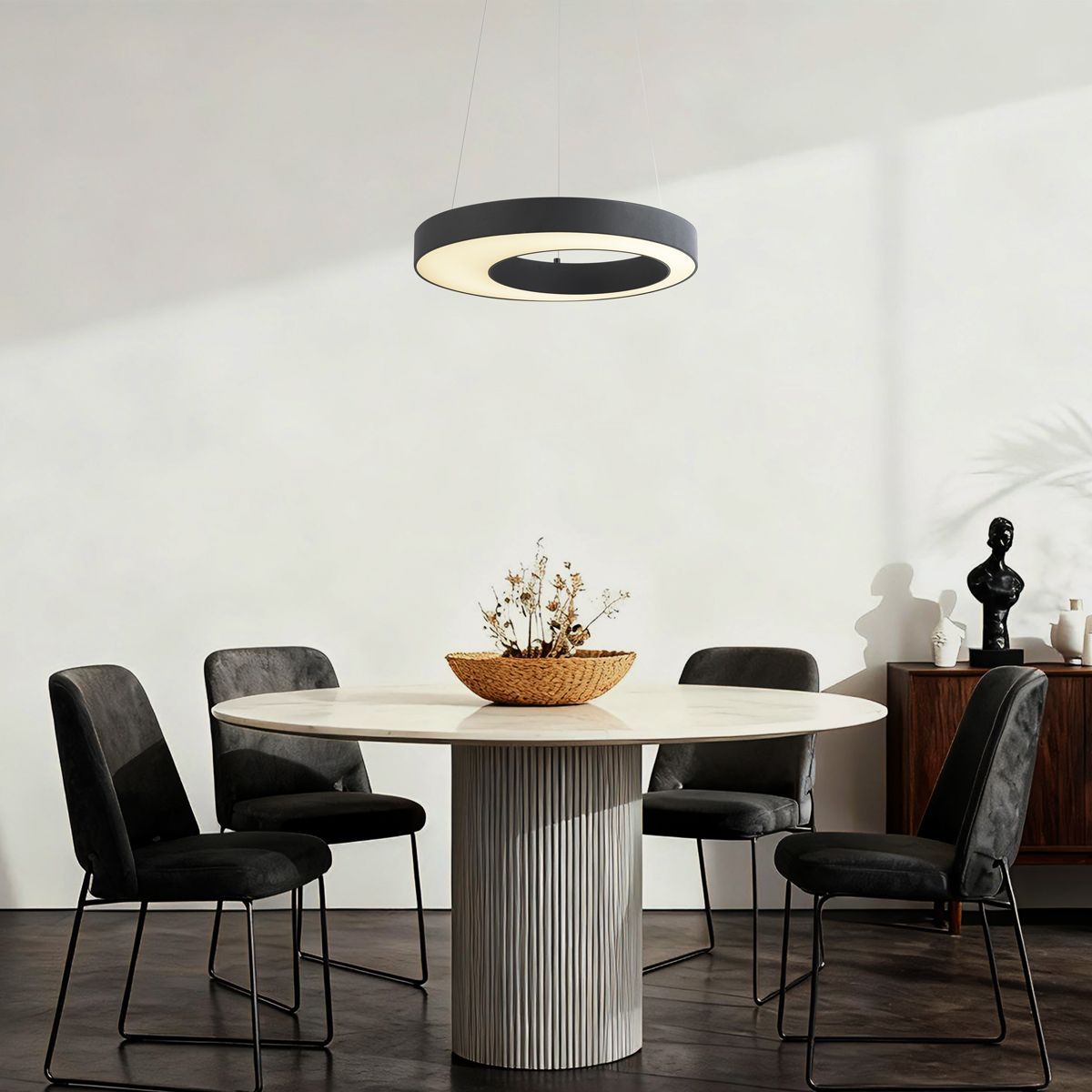 Moderne hanglamp zwart 50cm incl. LED 3-staps dimbaar - Organici