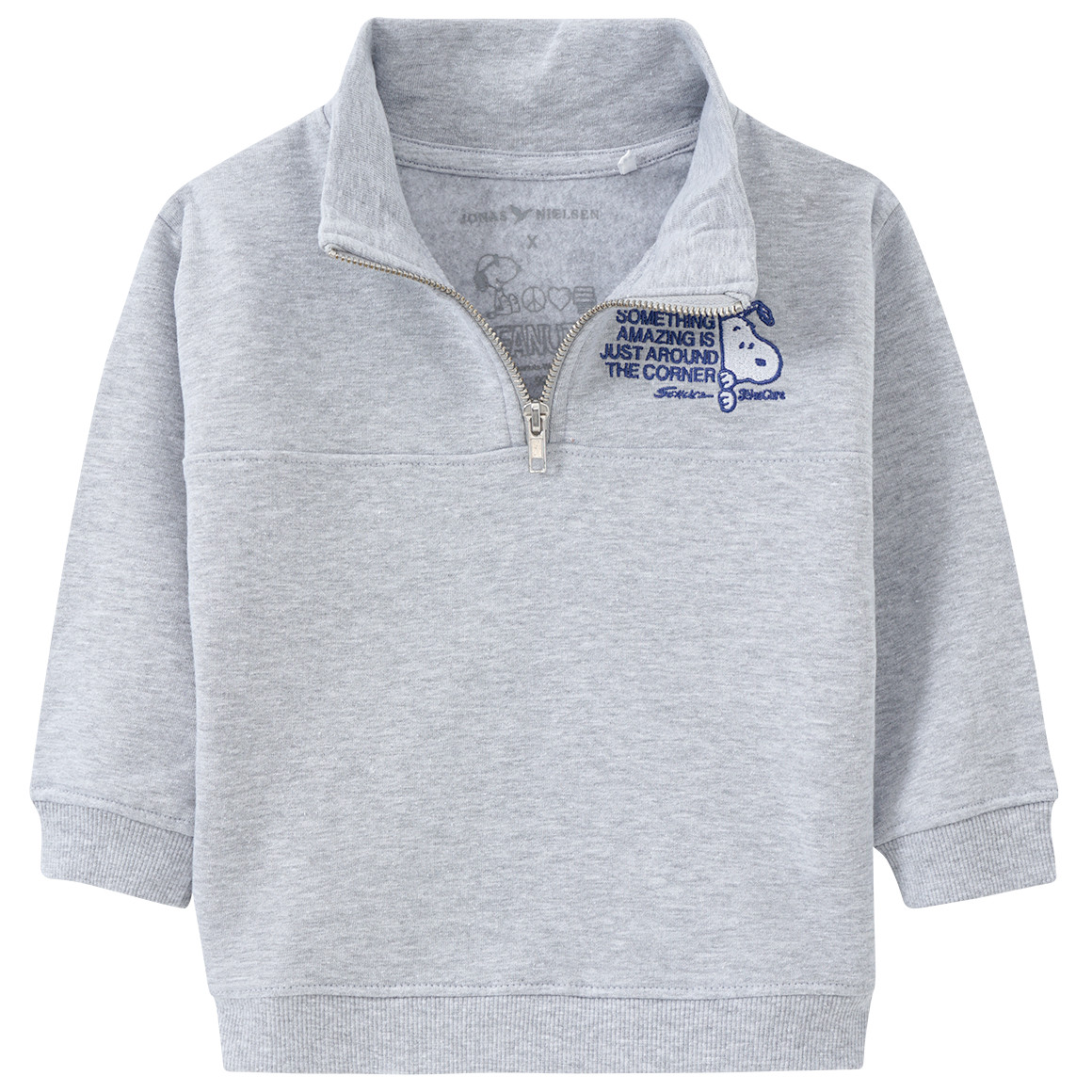 Jonas Nielsen Peanuts Sweatshirt im Troyer-Style hellgrau