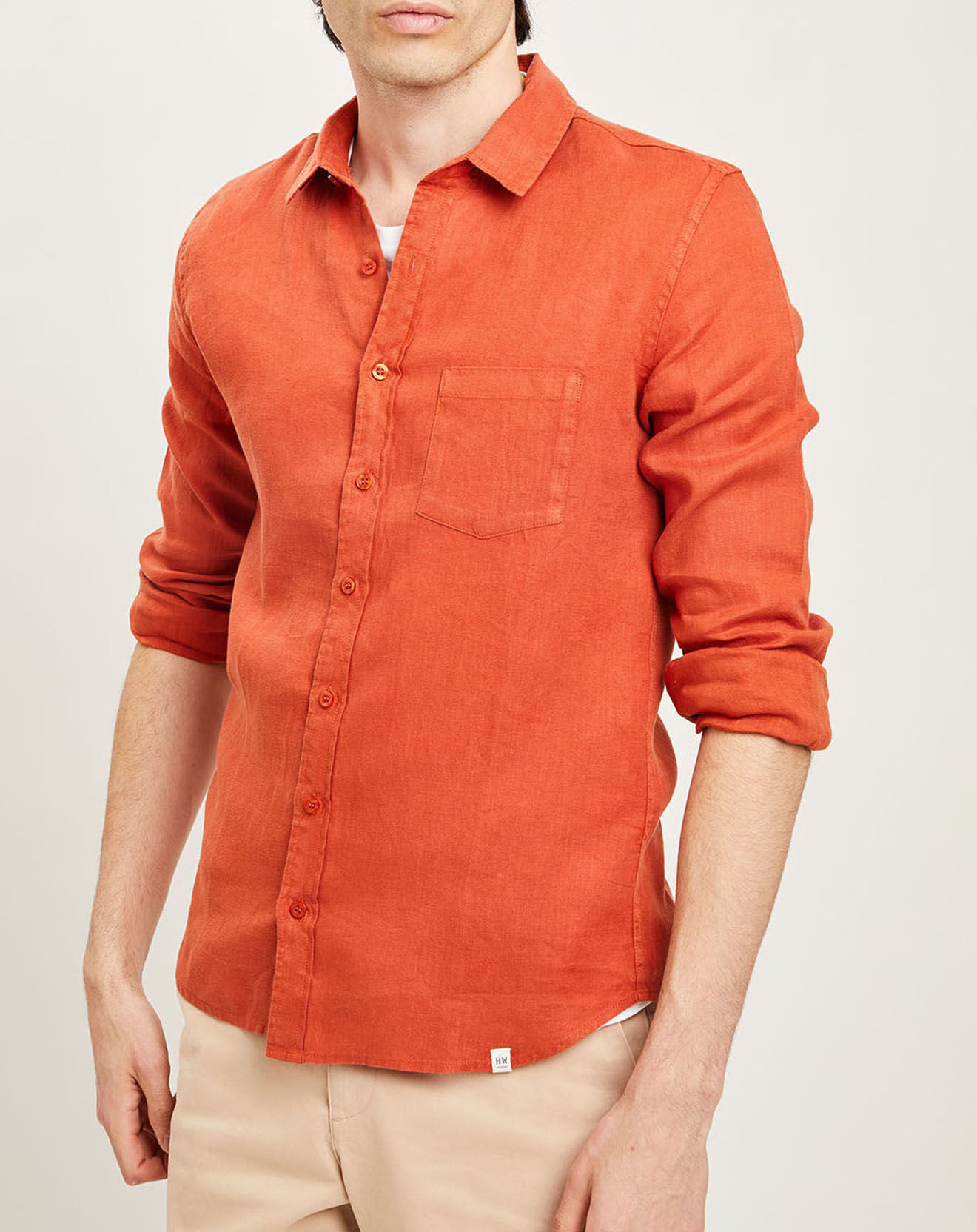 Harris Wilson Chemise slim 100% Lin Efesio rousse