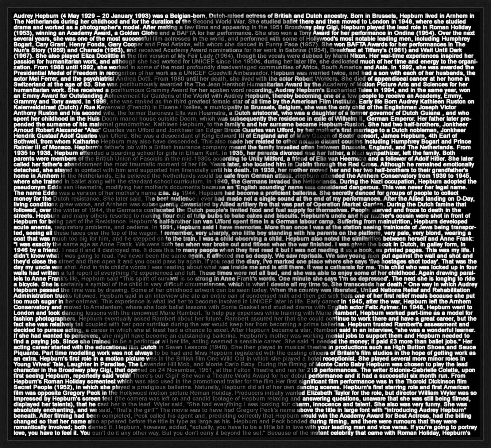 Audrey Hepburn III by Ralph Ueltzhoeffer - Limited Edition. Edition of: 150. Signed.