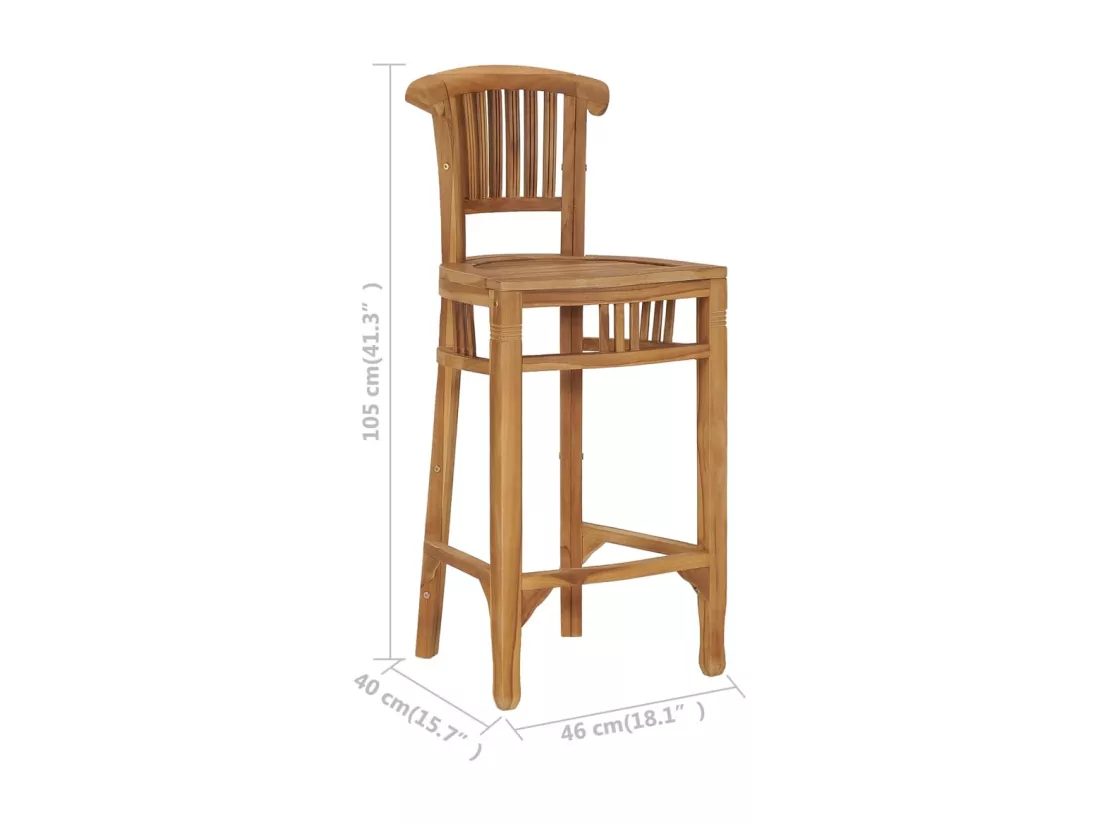 Chaise de bar Bois de teck solide