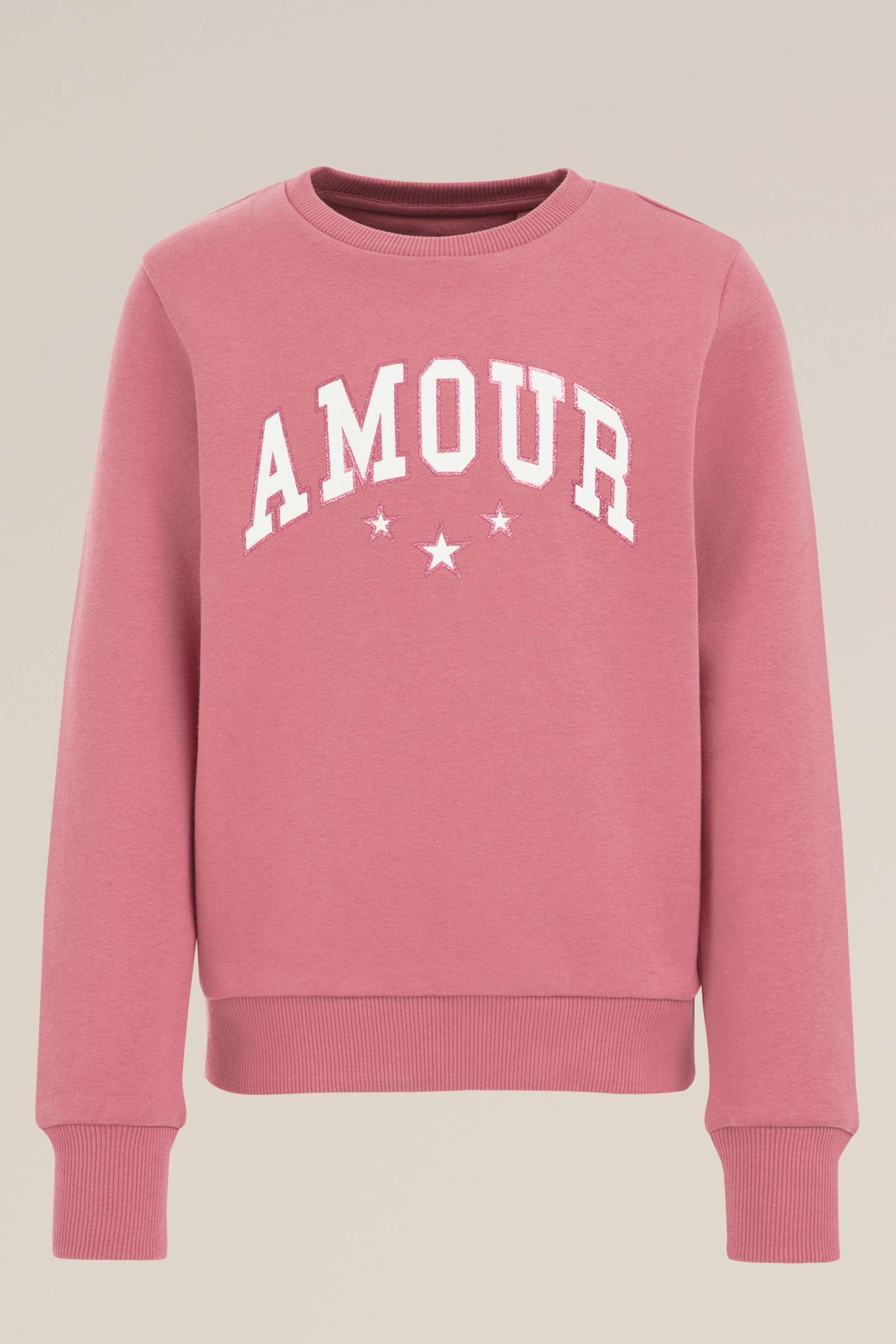 Meisjes sweater met opdruk WE Fashion Roze