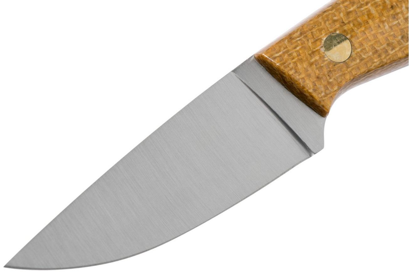 Brisa Bobtail 80 mustard micarta handle, 12C27, Multicarry sheath 9951
