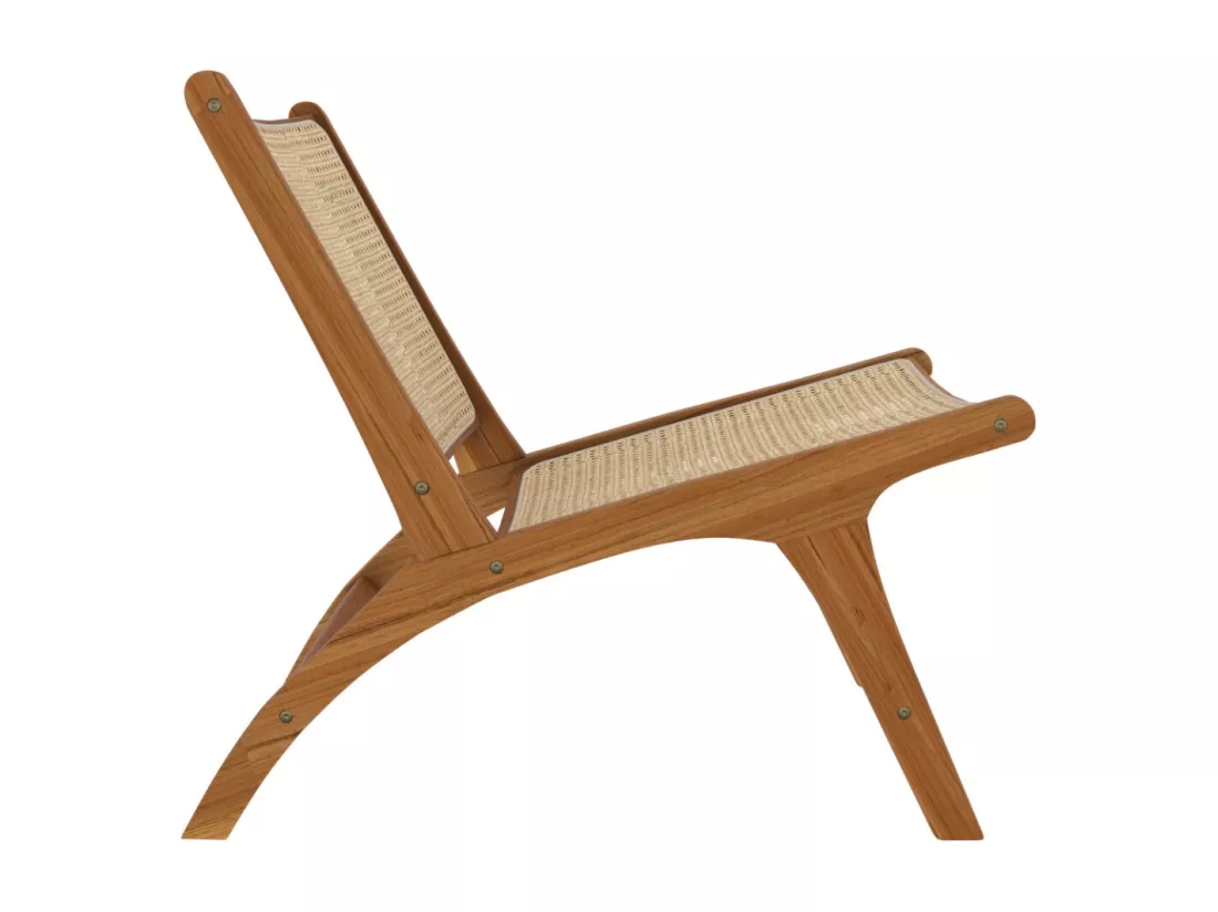 Fauteuil en teck et tressage cannage en rotin - Kilka