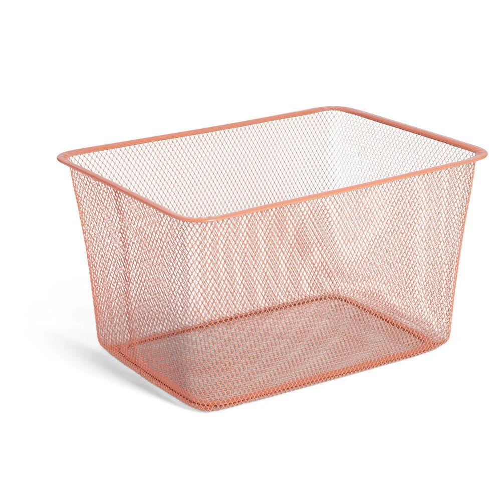 Bac de rangement métal rouge ou gris 41x29,5xH23cm