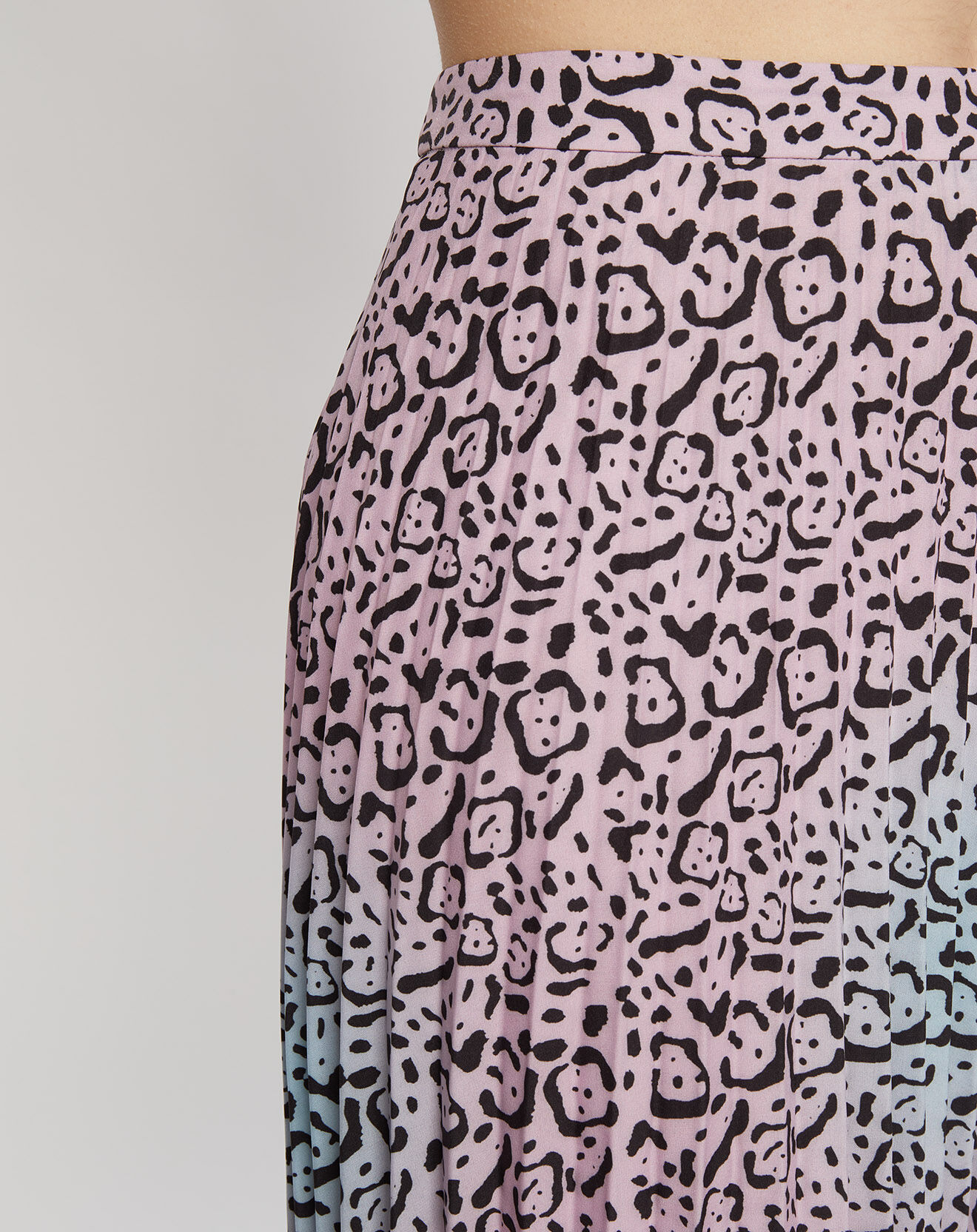 Manoush Jupe midi plissée panthère  bleu/rose