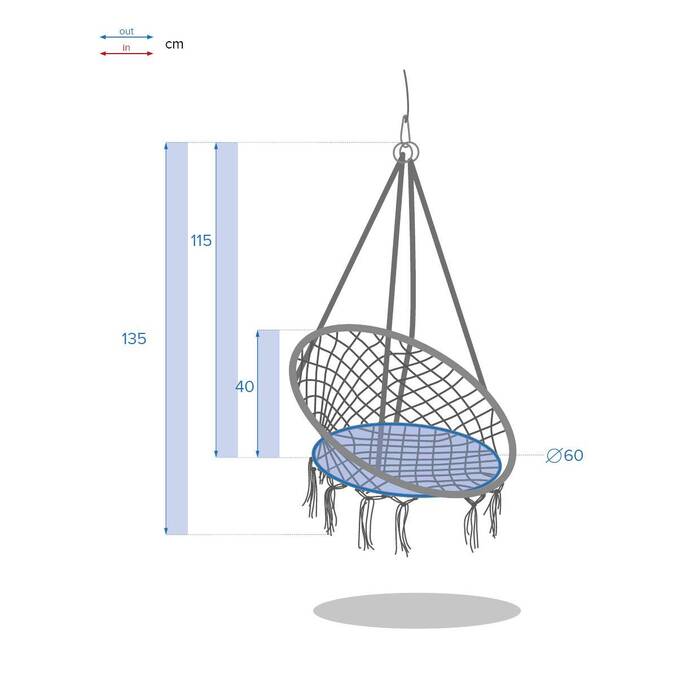 Chaise de détente suspendue en macramé PLUMAYA Beige