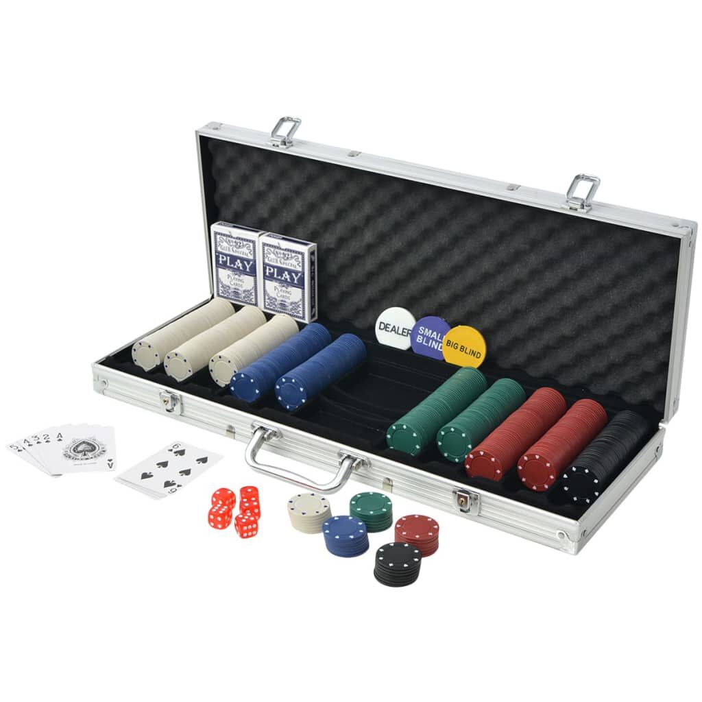 vidaXL Pokerset 500 Chips Aluminium