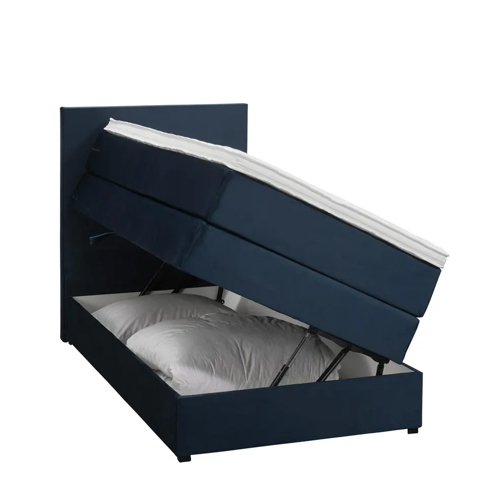 Boxspring met opbergruimte Liv egaal - blauw - 90x200 cm
