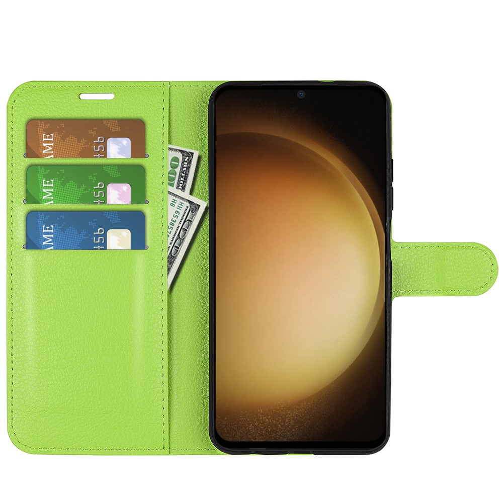 Samsung Galaxy S24  Plus Leder Tasche Flip Cover Litchi Look - Grün
