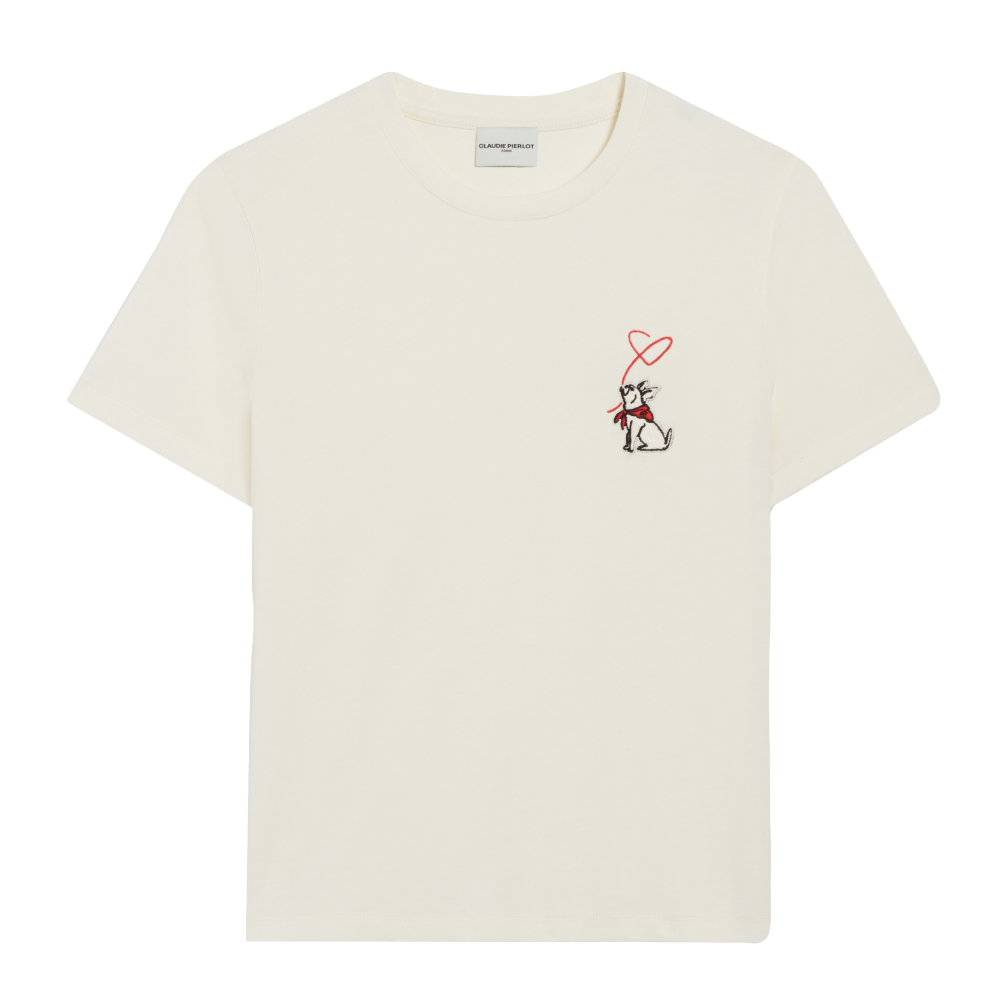 Tee-shirt col rond brodé en coton | Blanc