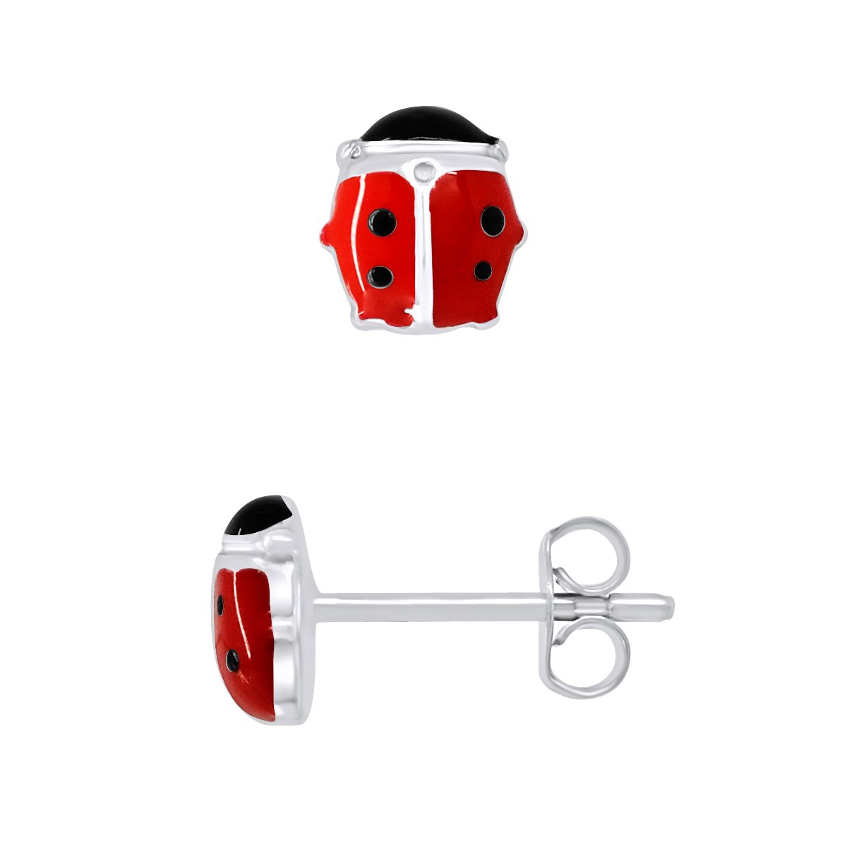 Boucles d'Oreilles COCCINELLE BOMBÉ - Argent 925