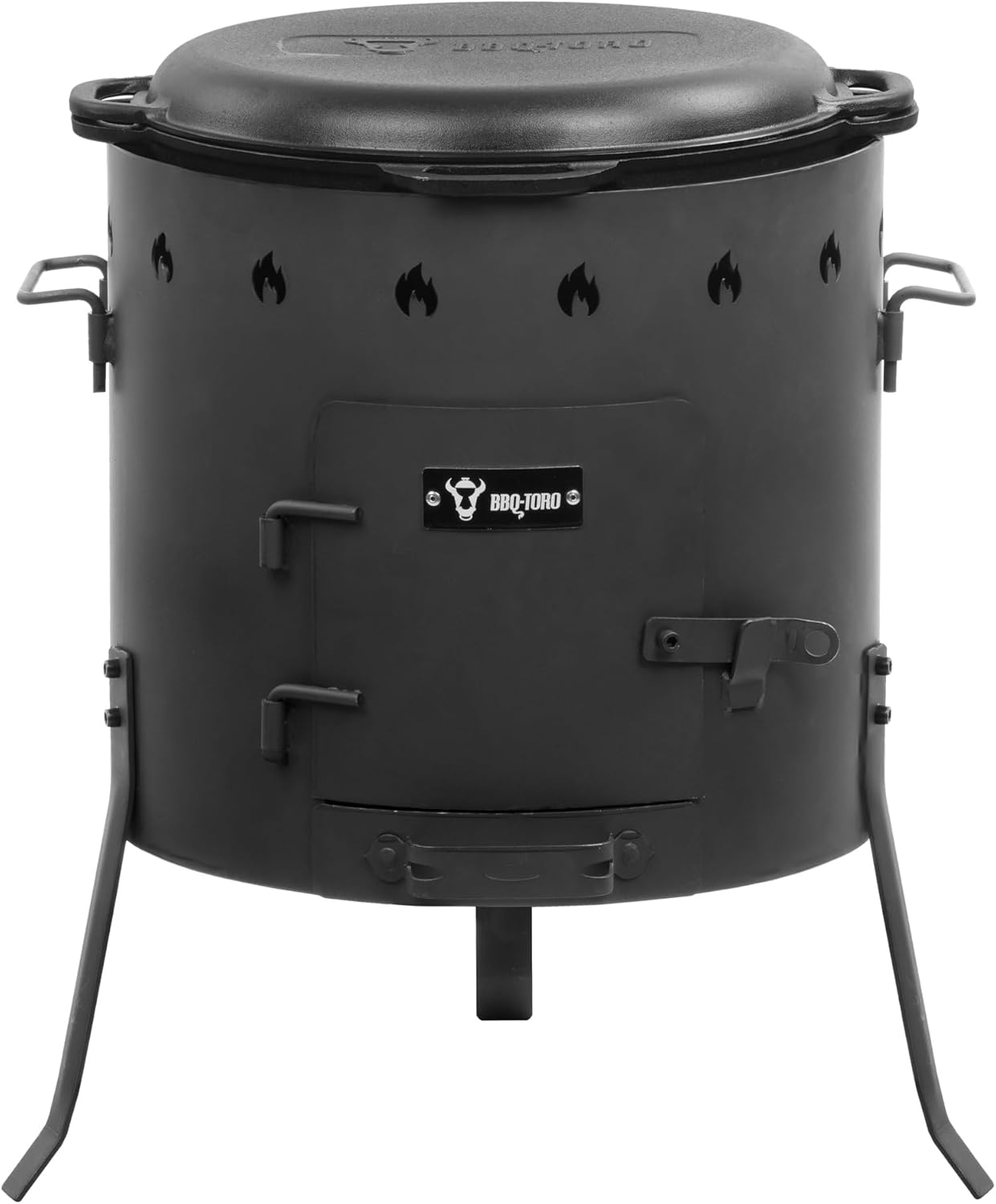 BBQ-Toro Gusseisen Kazan 19 Liter mit Kazan Ofen Ø 45 cm | XXL Gusstopf mit Deckel, Gusseisentopf | Gulaschkessel, Feuerkessel, Outdoor Ofen | Feuer-Ofen, Eintopfofen, Feuerstelle, Utschak