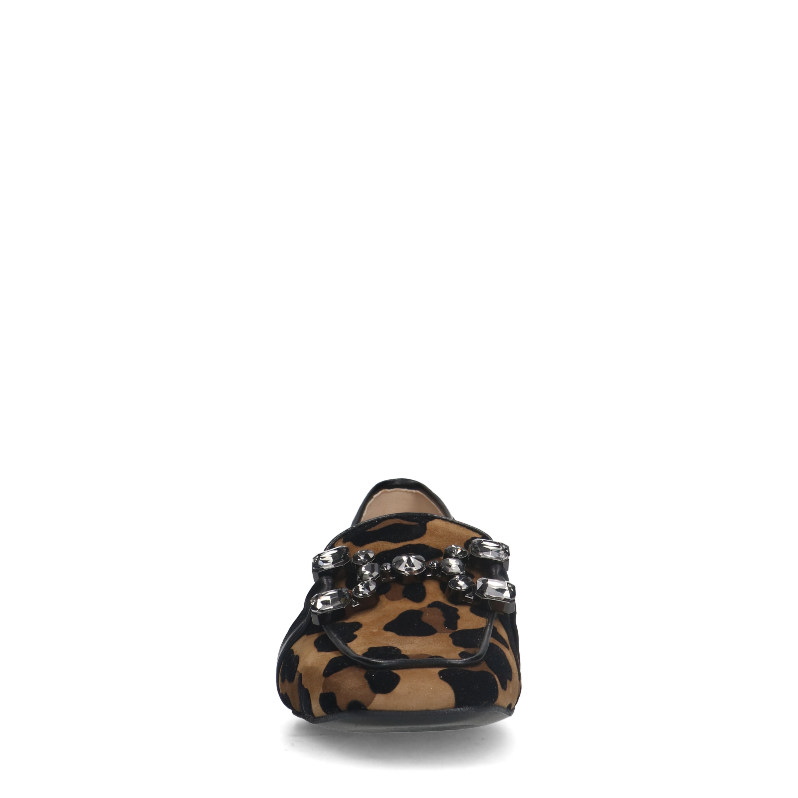 Suède leopard loafers met chain