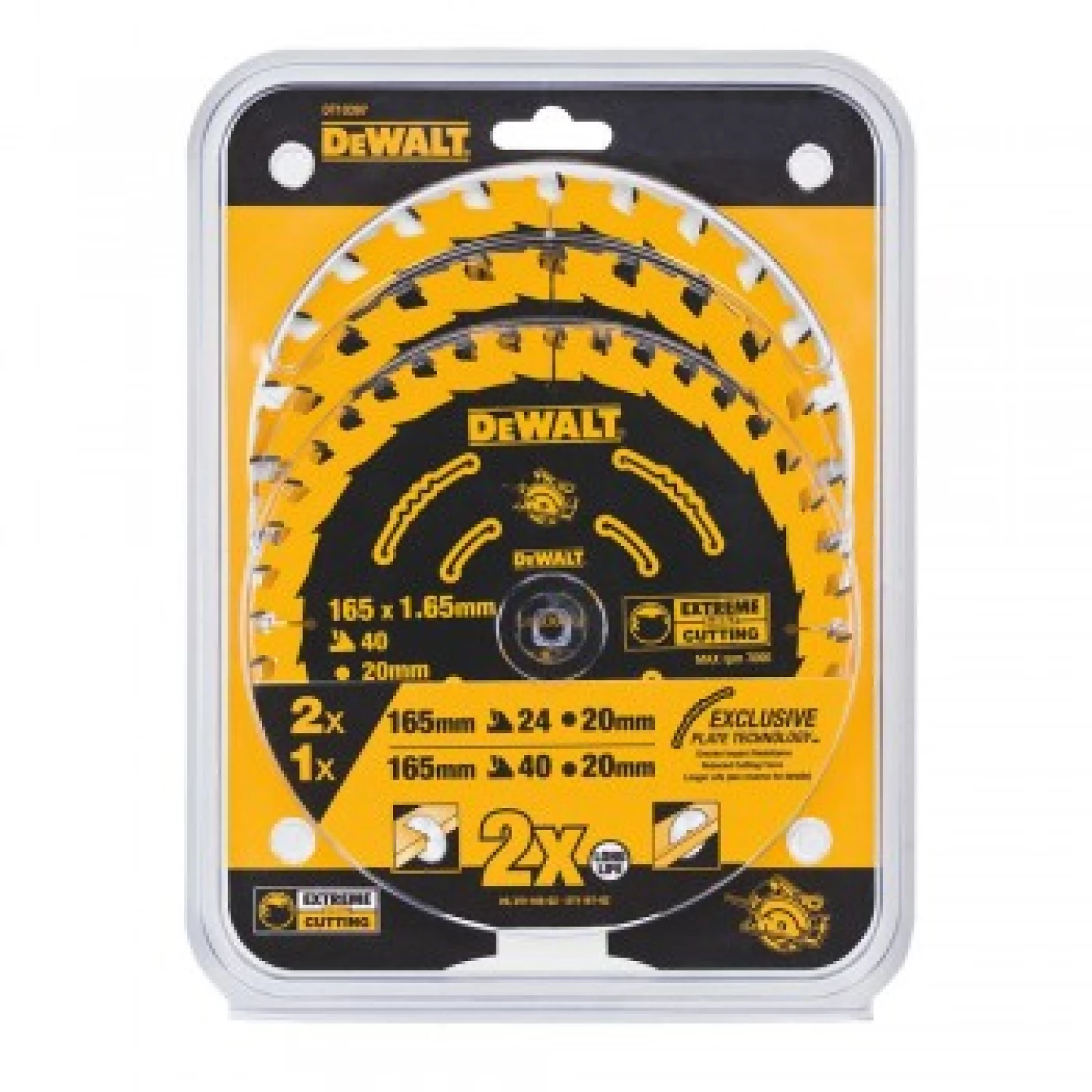 DeWALT DT10397 Constructie Cirkelzaagbladen set - 165 x 20 x 24T x 24T x 40T - Hout