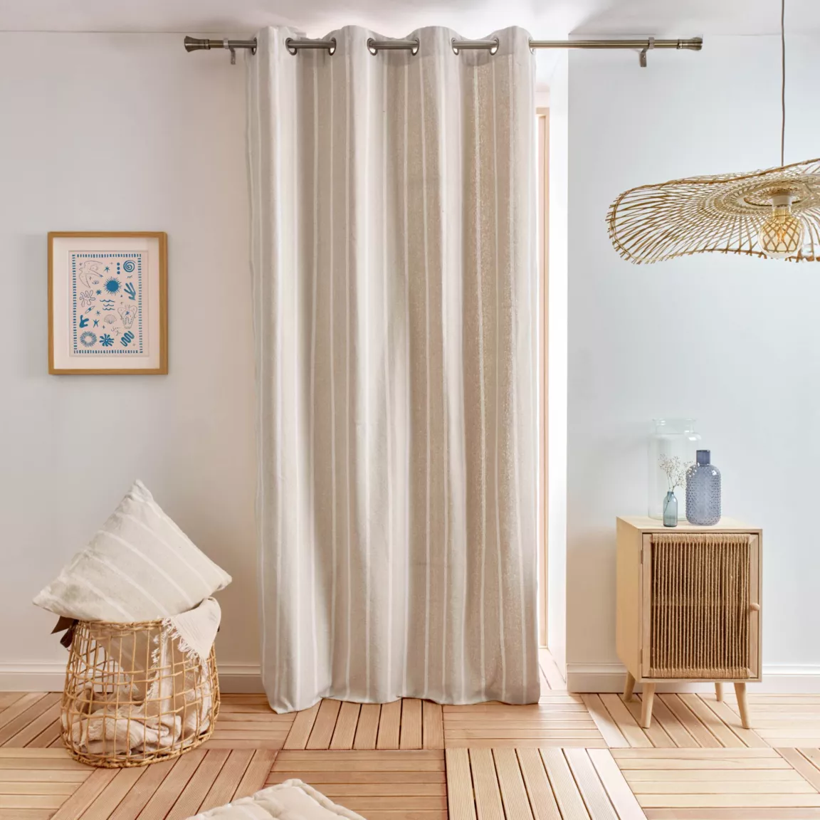 Rideau toile de coton (135 x 260 cm) Ocealys Blanc