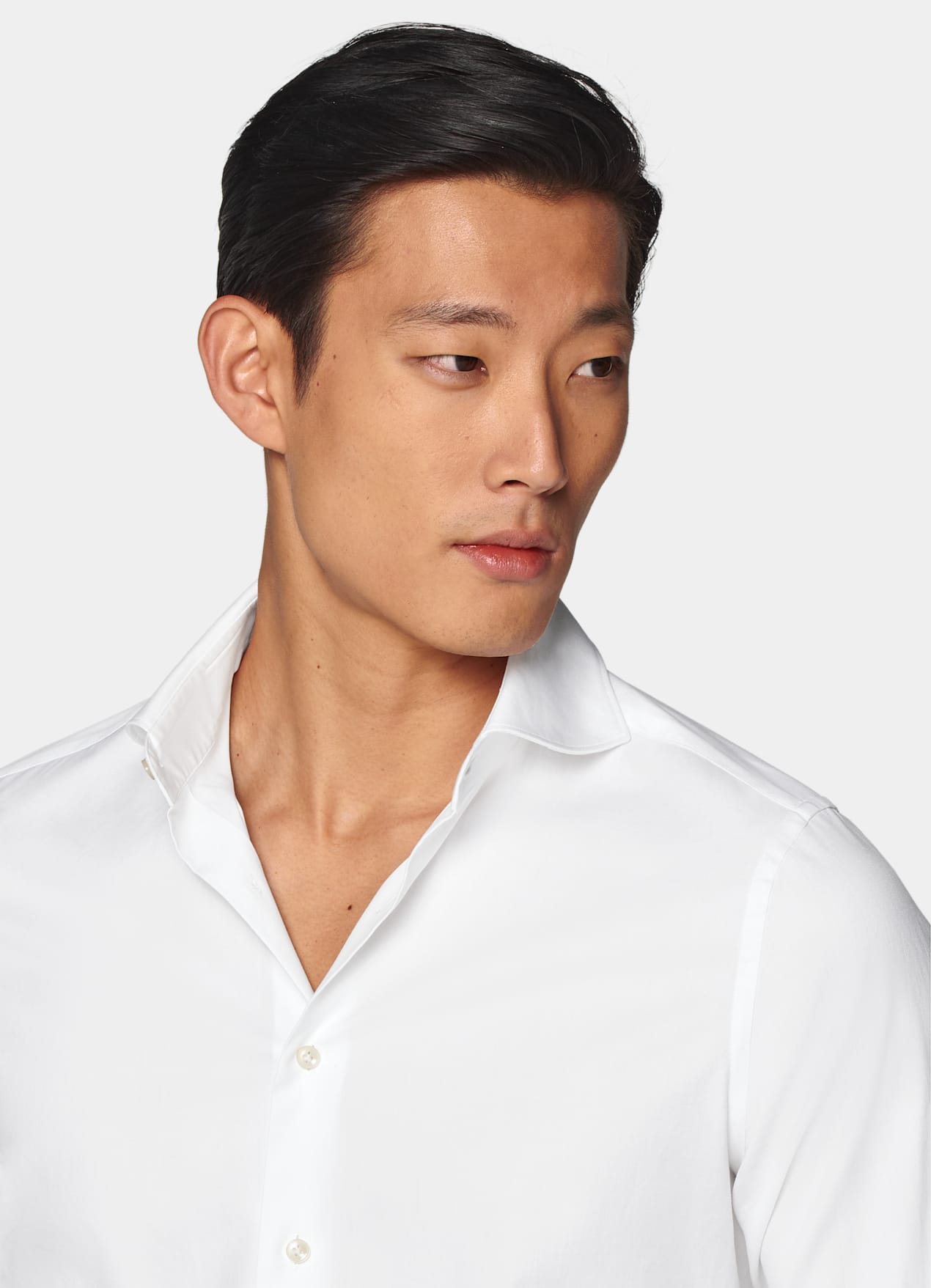 Chemise coupe très ajustée en twill blanche