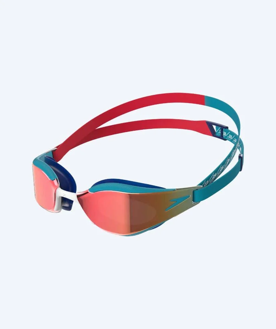 Speedo konkurrence svømmebriller til børn (6-14) - Fastskin Hyper Elite Mirror - Rød/blå