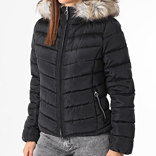 Doudoune Capuche Fourrure Femme Ellan Noir