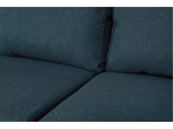 Canapé d'angle panoramique Oslo convertible avec coffres et poufs à gauche - Tissu - Bleu pétrole - L311 x P146 x H81cm - Loungitude