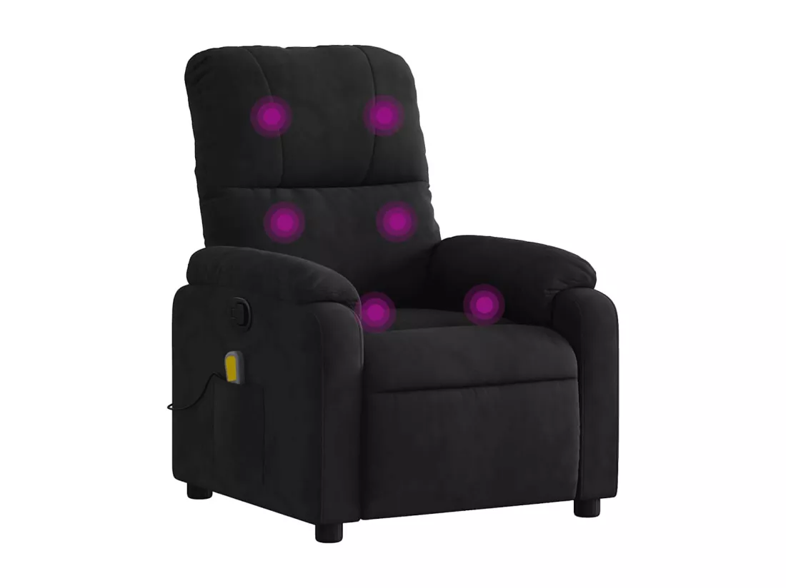 Fauteuil inclinable de massage noir tissu microfibre