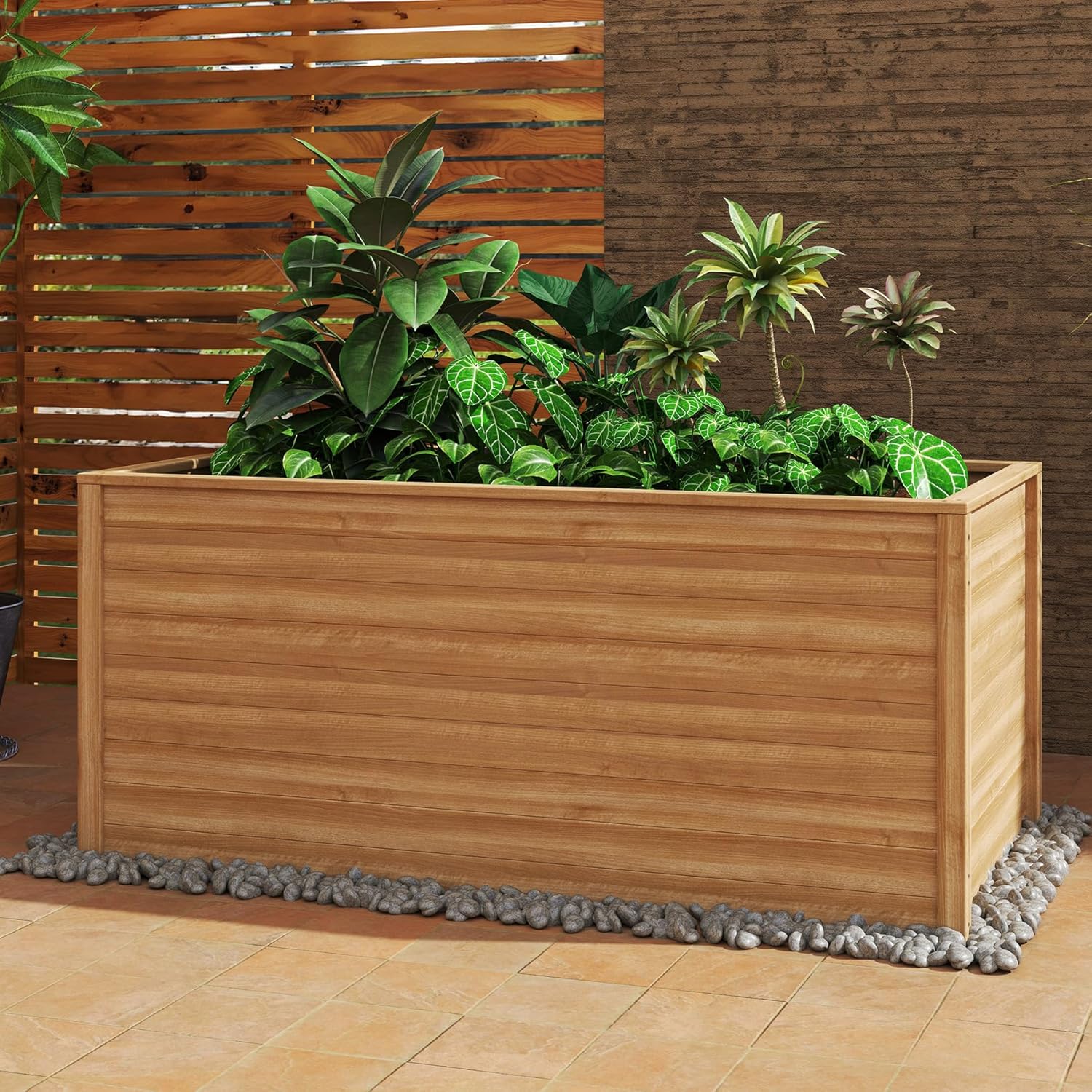 Amopatio Hochbeet Holz, 168x88x80cm, Pflanzkasten, Blumenkasten für Garten, 1200L Pflanzbeet, Kräuterbeet, Gemüsebeet, Blumenbeet für Balkon, Terrasse, Pflanzkübel, Natur