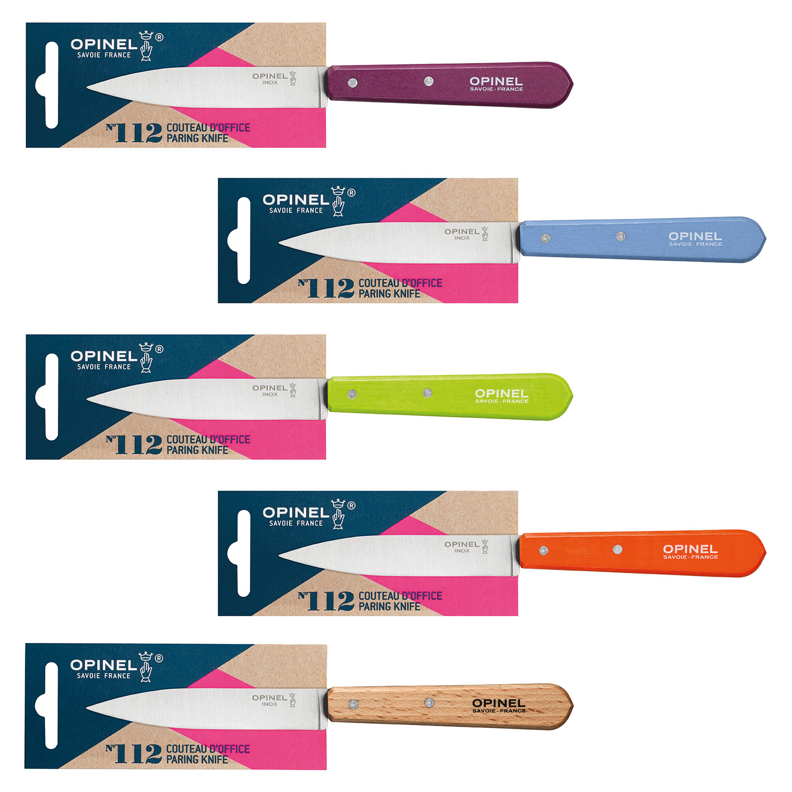 OPINEL Küchenmesser 112 Obstmesser Gemüsemesser Schälmesser Allzweckmesser Holz Farbe: blau
