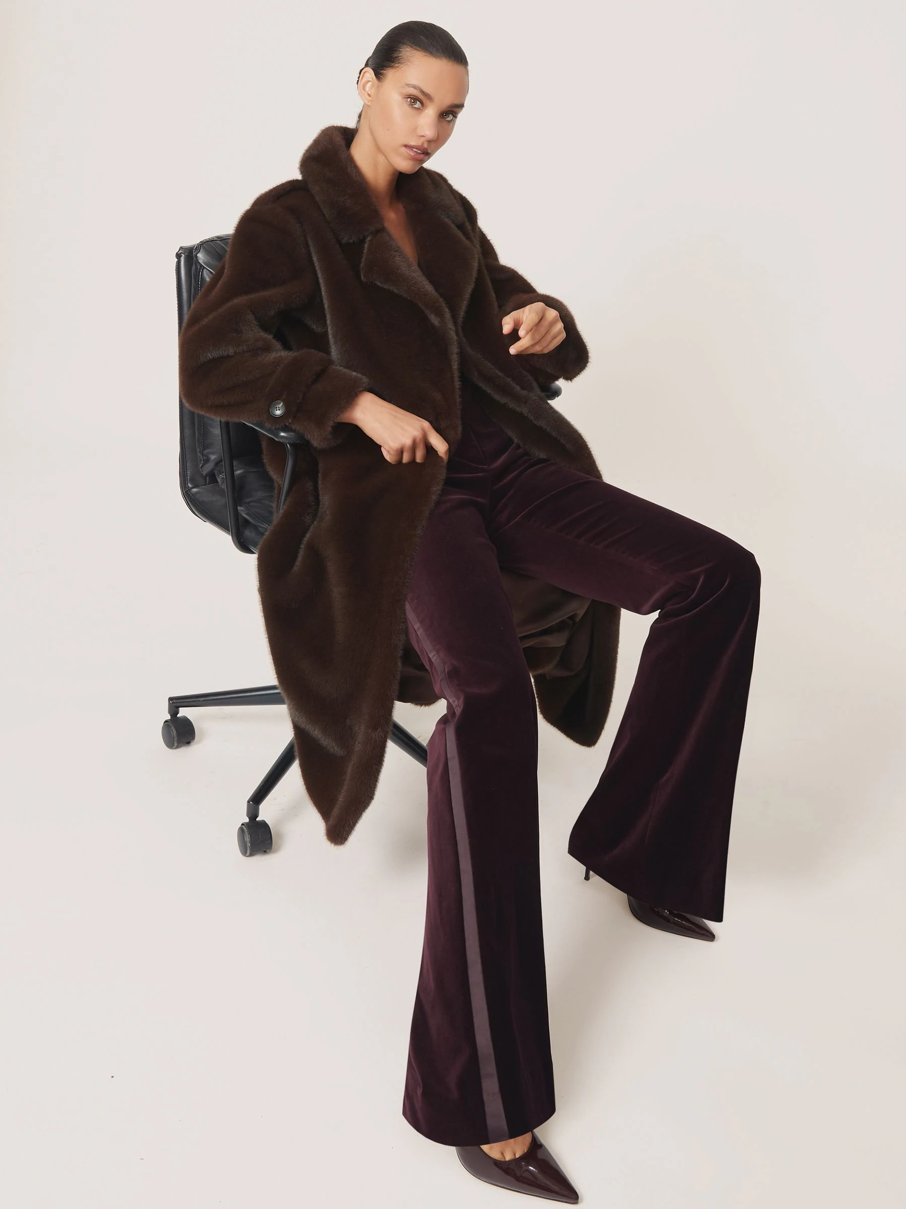 Reiss Cate Faux-Fur Long Belted Coat
