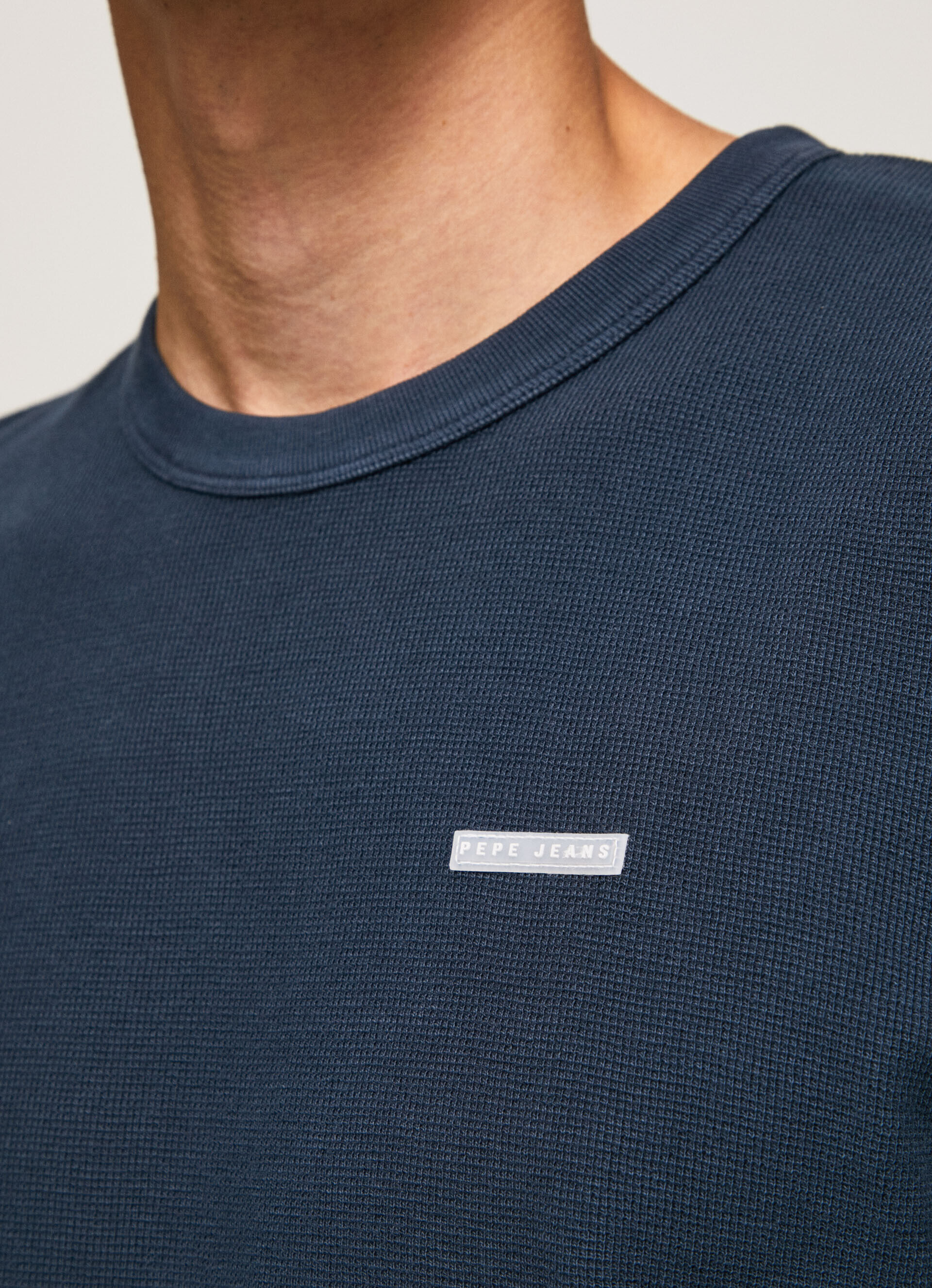 Camiseta de algodão com textura waffle - azul dulwich