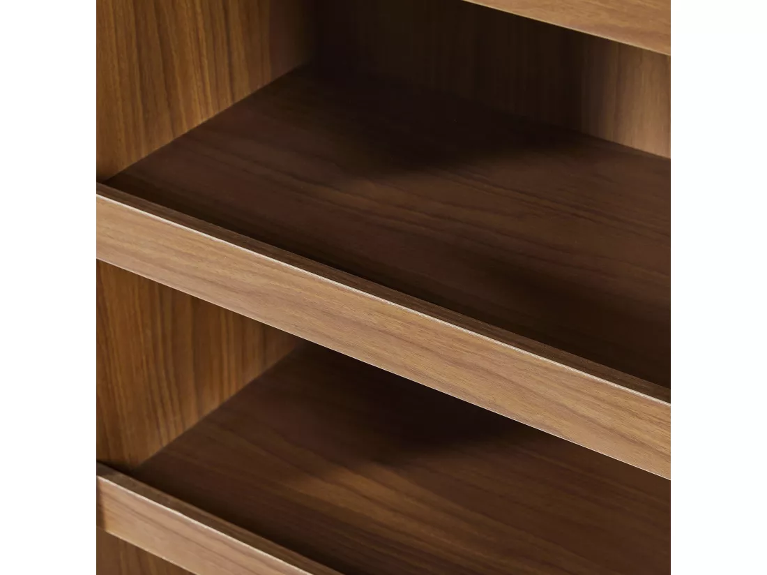Ilot central de cuisine avec 4 tiroirs et étagères ouvertes - Plateau extensible - 110(214)x78x97.5 cm - 2 à 6 personnes - Marron+Blanc
