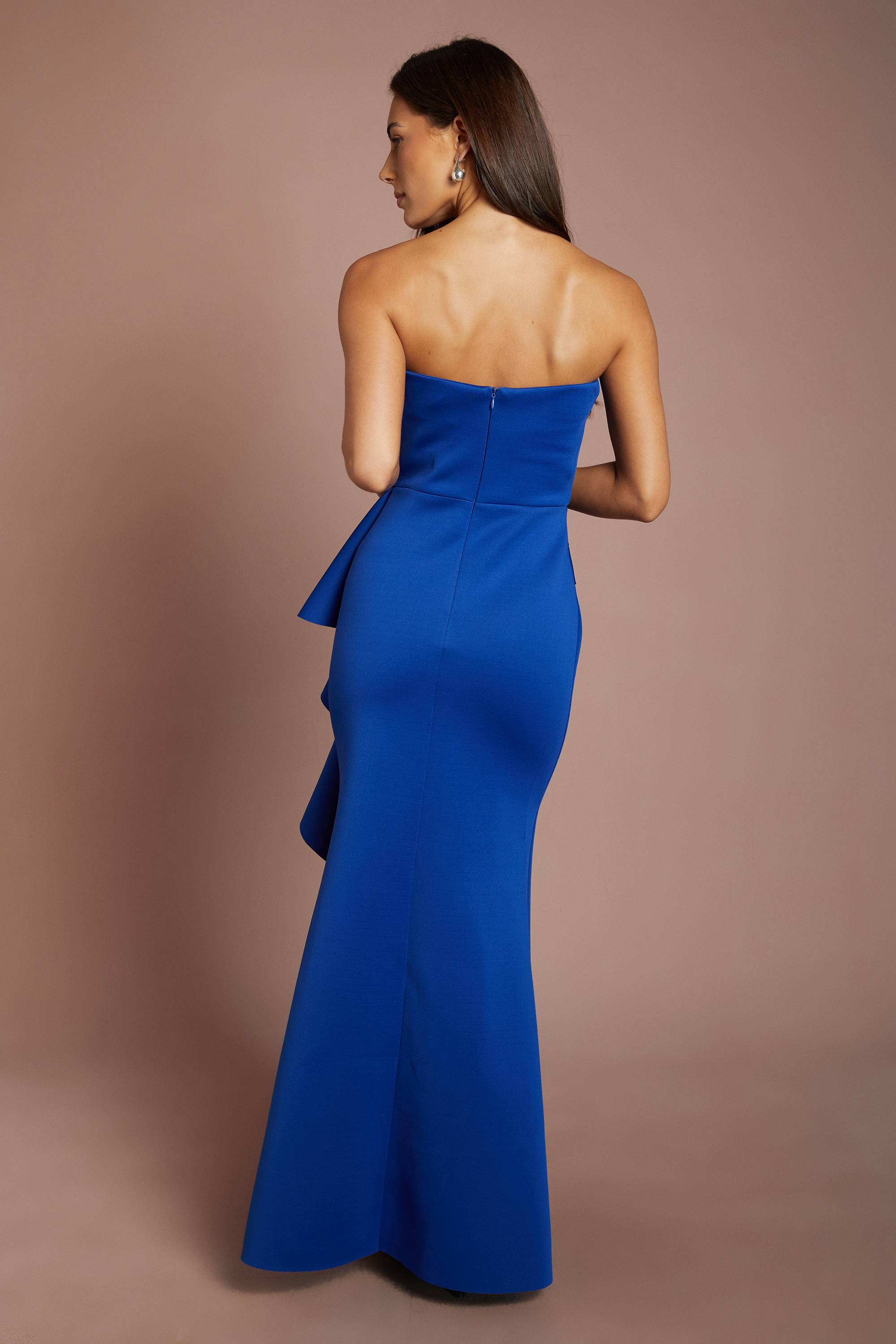 Coast Robe Longue Bustier En Crêpe Stretch À Volants
