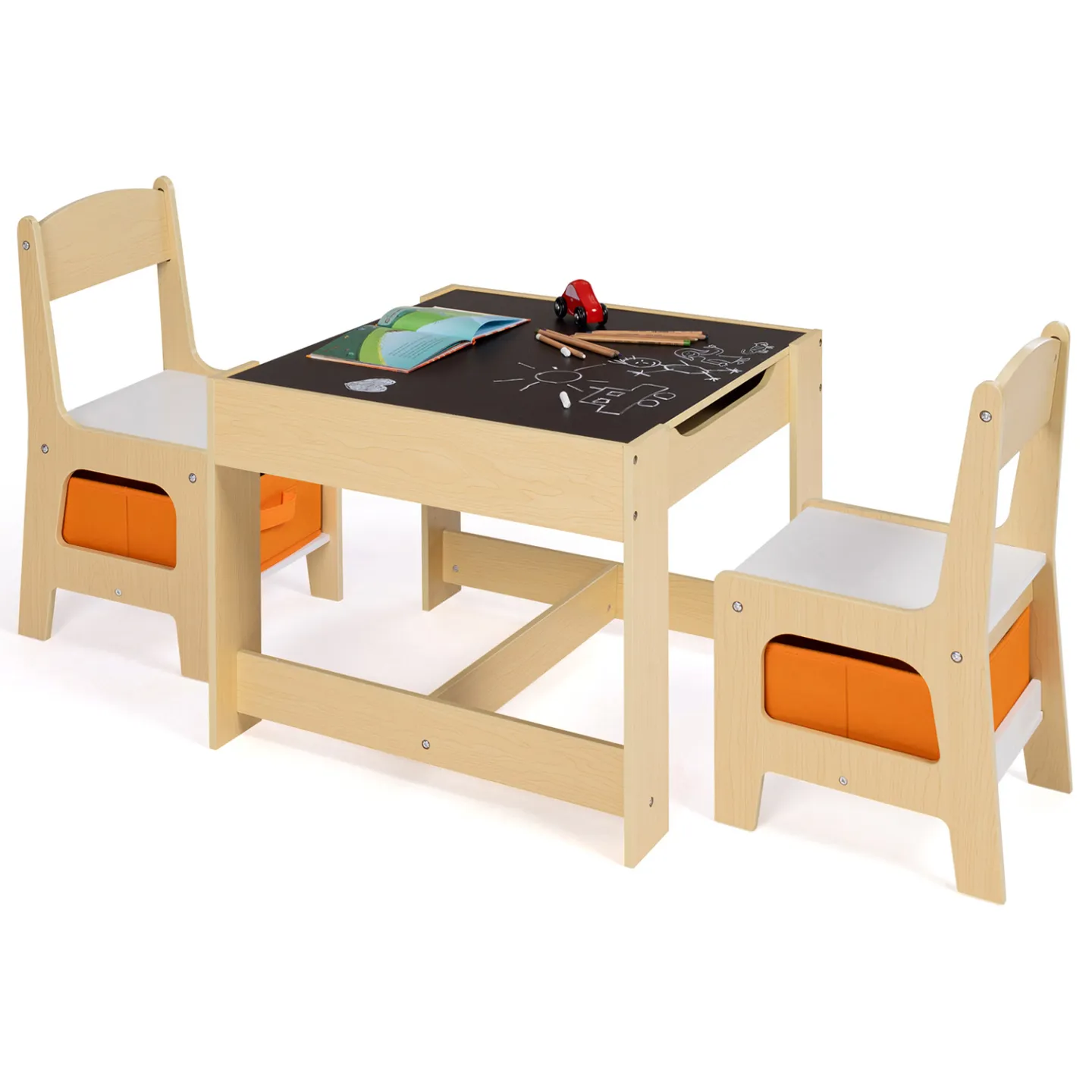 Table à dessin réversible + 2 chaises GABRIEL avec bacs de rangement