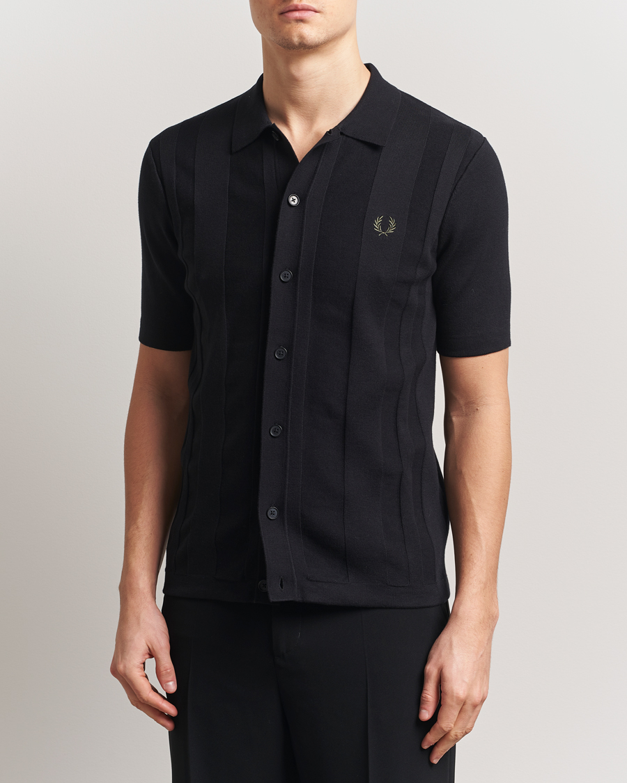 Fred Perry Knitted Short Sleeve Shirt Black