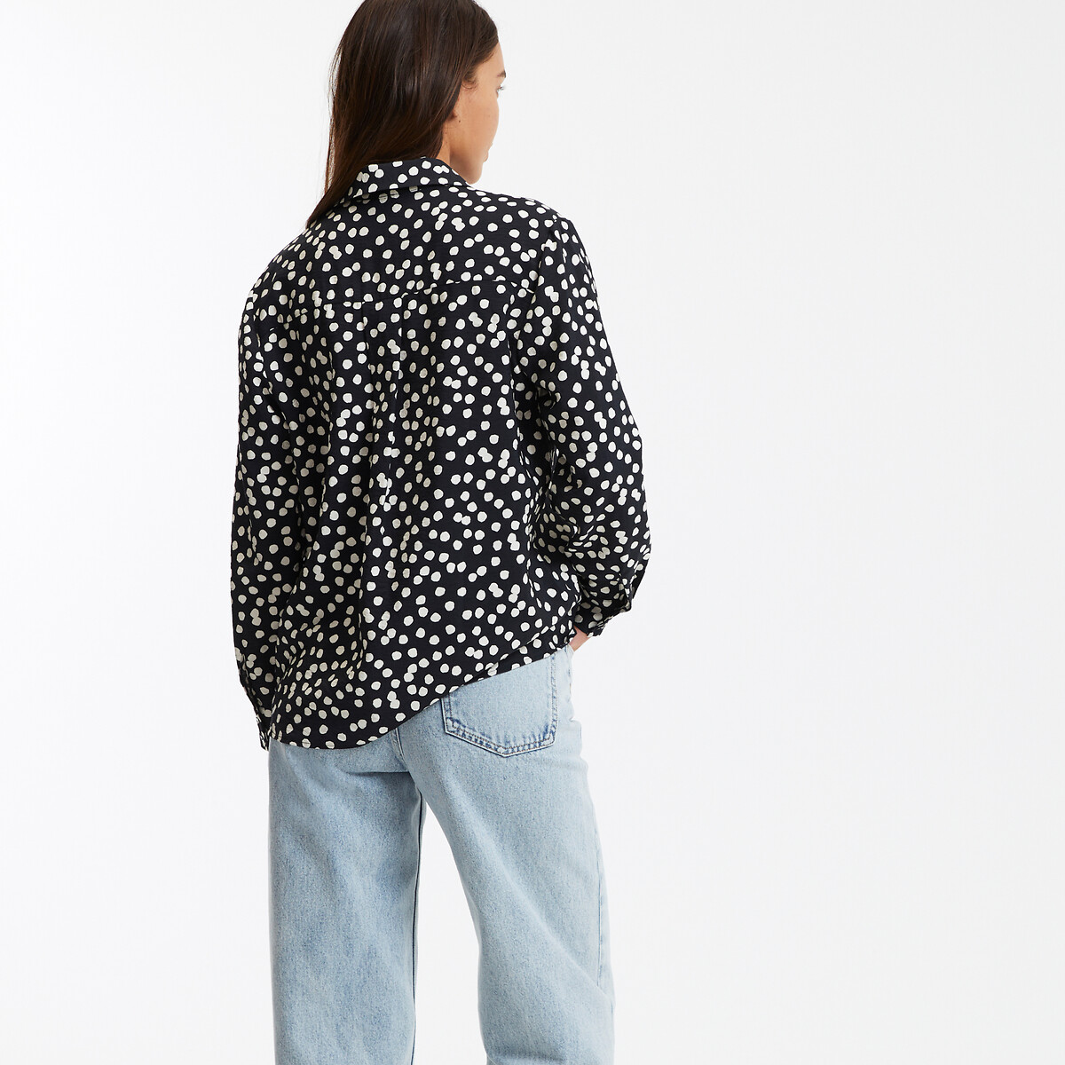 COLEÇÃO LA REDOUTE<br>Camisa fluida, estampa de bolinhas, mangas compridas