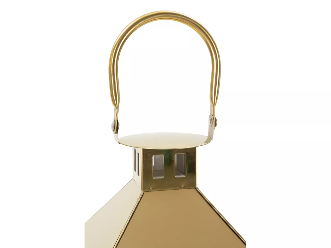 Set de 3 lanternes dorées en métal et verre - 18x19x61 cm, 15x14,5x44,5 cm, 11x10x30 cm - pour illuminer votre intérieur avec une lumière magique.