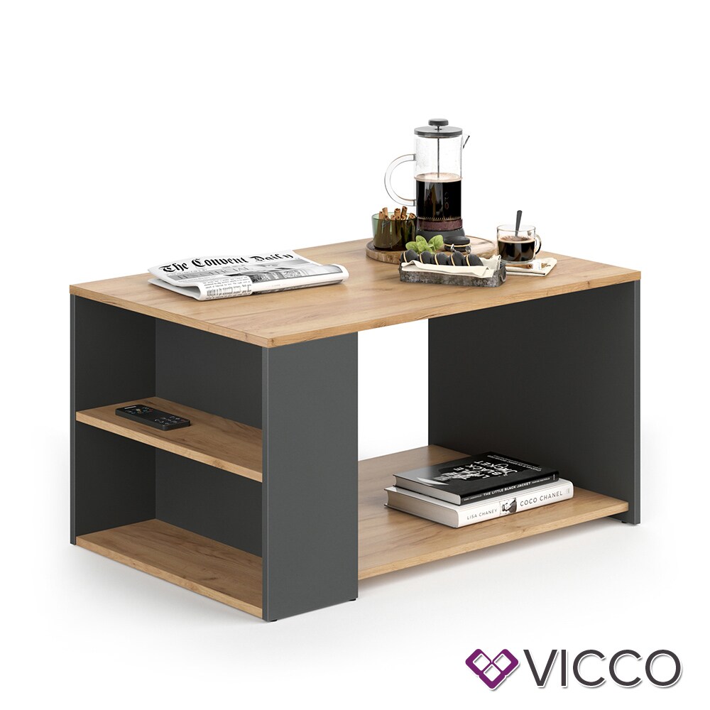 VICCO Couchtisch DARIO in Anthrazit Eiche - Wohnzimmer Sofatisch Kaffeetisch