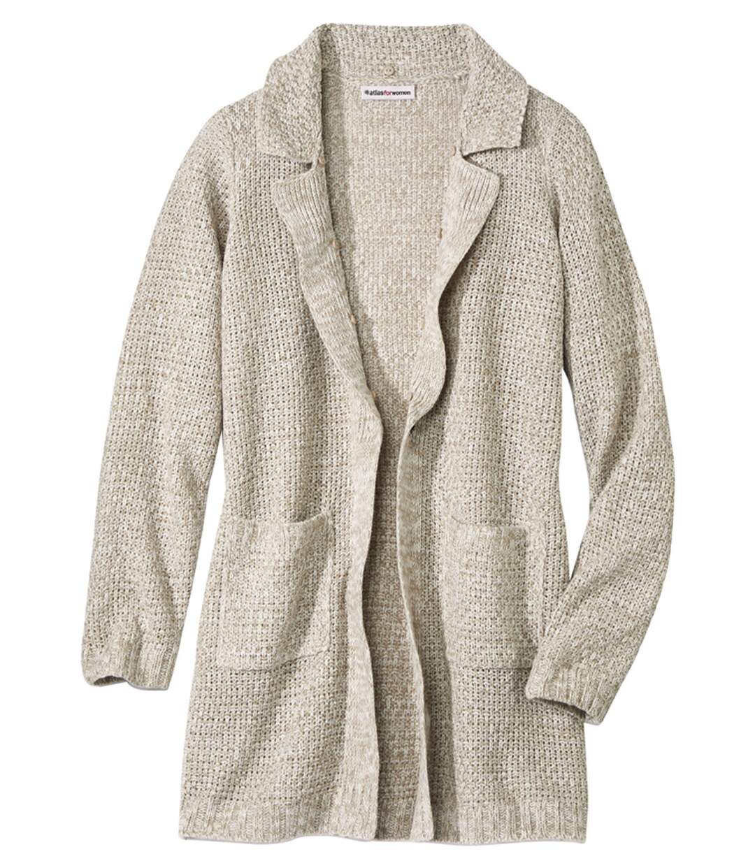 Manteau Tricot à Col en Fausse Fourrure Amovible