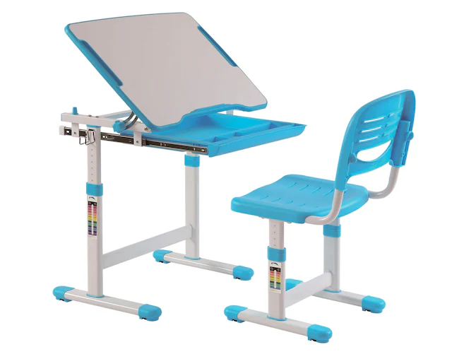 Vipack Kinderschreibtisch »Comfortline, mit Höhenverstellung inkl. Taschen- u. Becherhalter« Set, B/H/T ca. 70x54-76x47,4cm, verschiedene Farben, mit Griffelschublade,  inkl. Stuhl und verstellbarer Schreibplatte, praktische Funktionen