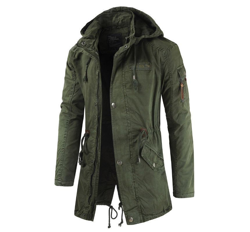 Aozora - Effen parka met capuchon en trekkoordtaille