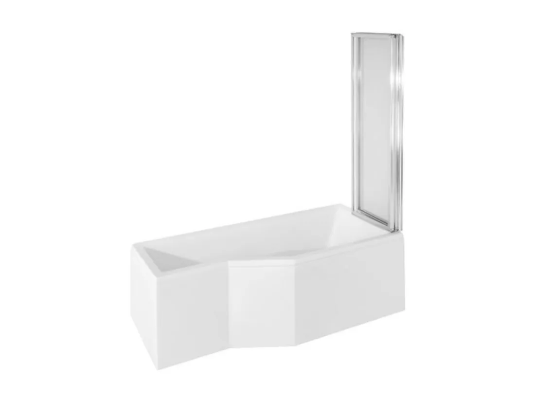 Baignoire asymétrique INTEGRA 150-170 cm x 75 cm + pare baignoire - Angle: Droit - Dimensions: 150cm