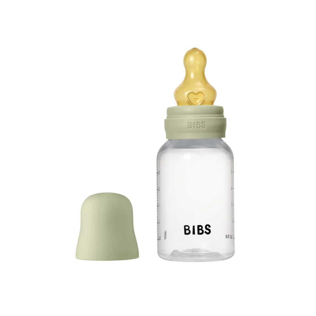 BIBS Babyfles 150 ml - Sage - met latex speen en opvouwbare trechtertje