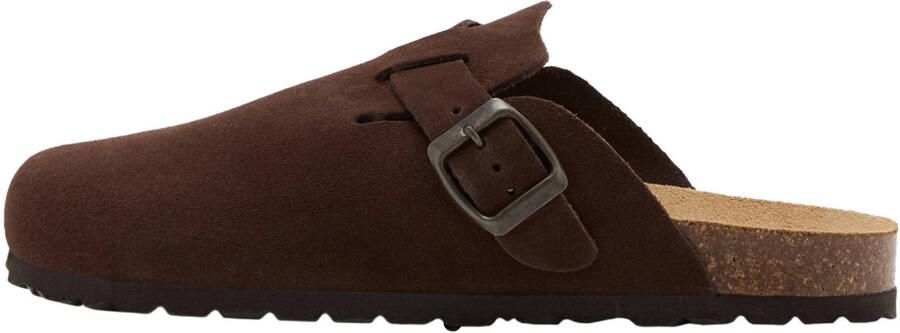 MANGO TEEN suède clogs donkerbruin