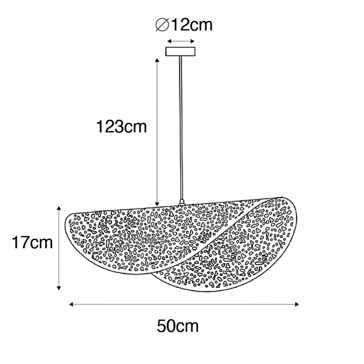 Oosterse hanglamp zwart met goud 50 cm - Japke