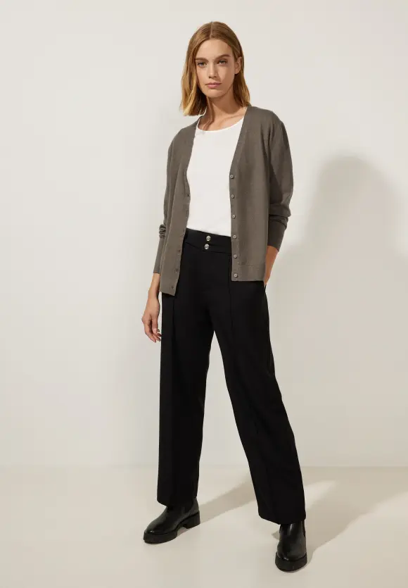 Cardigan mit V-Ausschnitt - falcon brown melange