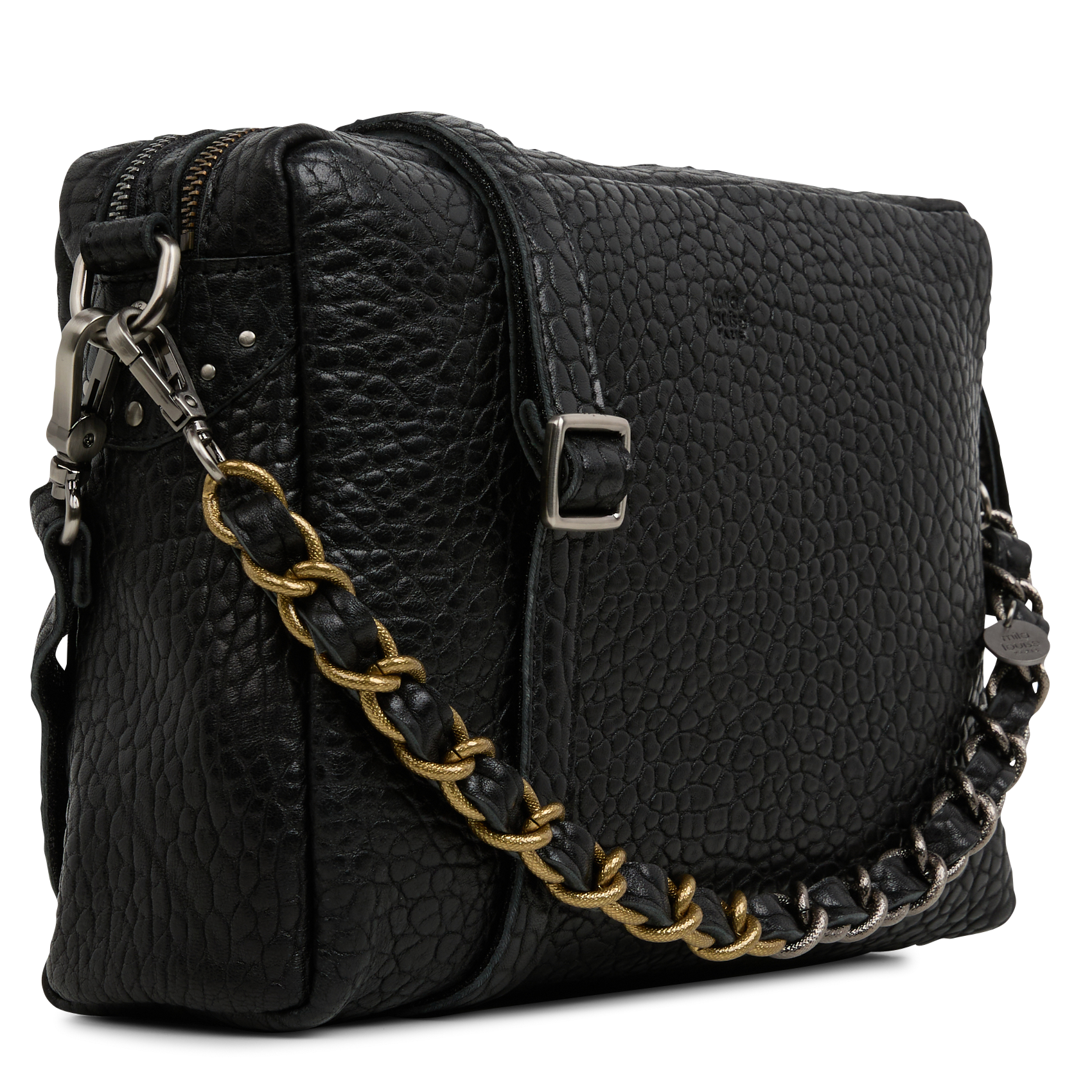 MAMA - Sac bandoulière en cuir embossé| Noir